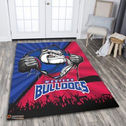 Amazing Aussie Western Bulldogs Breaking Through Fan Design Area Rug