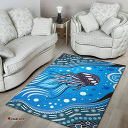 Australia Aboriginal Inspired Area Rug - Aboriginal Inspired Dot Art Painting Depicting Jellyfish