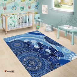 Australia Autism Awareness Area Rug 4 April Indigenous Butterfly