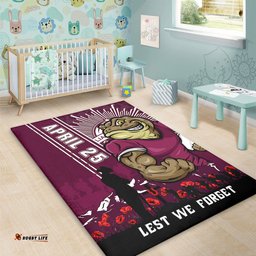 Amazing Aussie Queensland Maroons Anzac Day Lest We Forget Strong Fighting Spirit Area Rug
