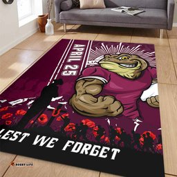 Amazing Aussie Queensland Maroons Anzac Day Lest We Forget Strong Fighting Spirit Area Rug