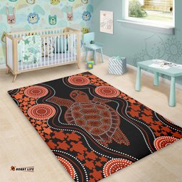 Amazing Aussie Australia Aboriginal Art Turtles Inspired Orange Area Rug