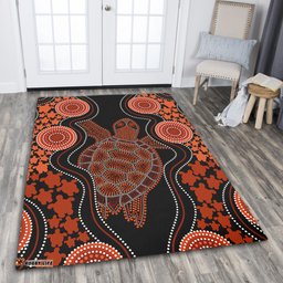Amazing Aussie Australia Aboriginal Art Turtles Inspired Orange Area Rug