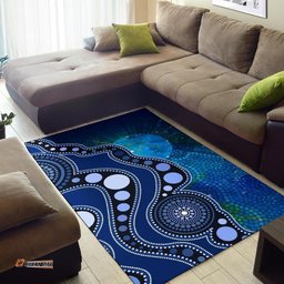 Aborignal Area Rug Australia Indigenous Flag Circle Dot Painting Art Blue