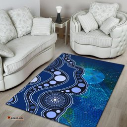 Aborignal Area Rug Australia Indigenous Flag Circle Dot Painting Art Blue