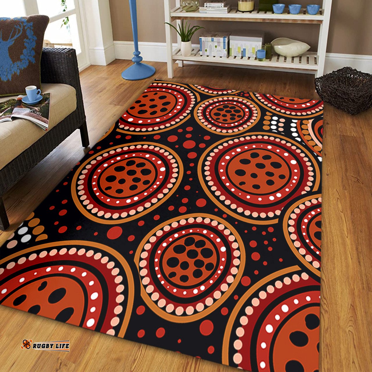 Amazing Aussie Australia Background Featuring Indigenous Dot Art Area Rug