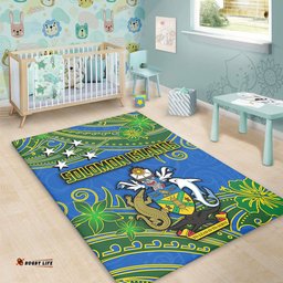 Amazing Aussie Australia South Sea Islanders Solomon Islands Symbol In Polynesian Patterns With Tropical Flowers Style Area Rug