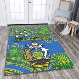 Amazing Aussie Australia South Sea Islanders Solomon Islands Symbol In Polynesian Patterns With Tropical Flowers Style Area Rug