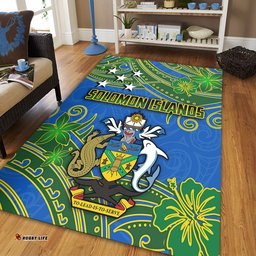 Amazing Aussie Australia South Sea Islanders Solomon Islands Symbol In Polynesian Patterns With Tropical Flowers Style Area Rug