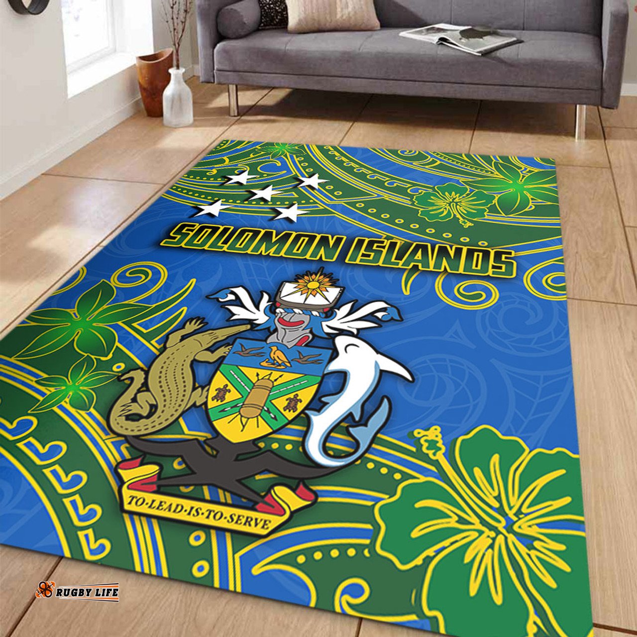 Amazing Aussie Australia South Sea Islanders Solomon Islands Symbol In Polynesian Patterns With Tropical Flowers Style Area Rug