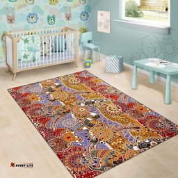 Australia Area Rug - Aboriginal Inspired Patterns Rug Australian Animals