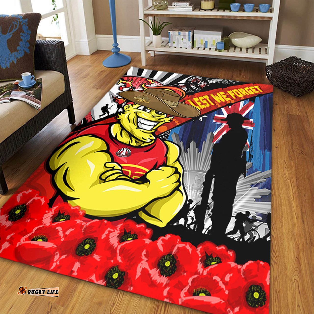Amazing Aussie Gold Coast SUNS Anzac Day Honor United In Spirit Area Rug