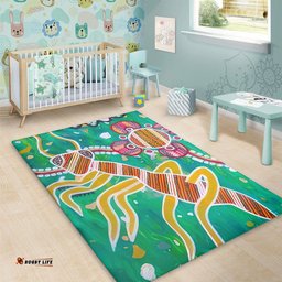 Amazing Aussie (Custom) Australia Green Aboriginal Art Painting Area Rug