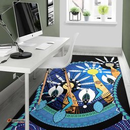 Amazing Aussie [Custom] Australia Torres Strait Dhari Mask In Plam Tree Area Rug