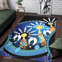 Amazing Aussie [Custom] Australia Torres Strait Dhari Mask In Plam Tree Area Rug