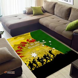 Australia Cricket ANZAC Day 2024 Area Rug Australian Army Camouflage With Poppies