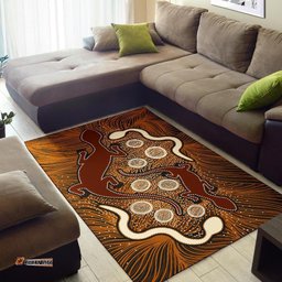 Aboriginal Area Rug Indigenous Brown Lizard and White Snake