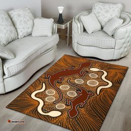Aboriginal Area Rug Indigenous Brown Lizard and White Snake