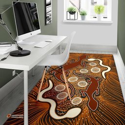 Aboriginal Area Rug Indigenous Brown Lizard and White Snake