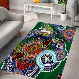 Personalised Rabbitohs NAIDOC Week 2024 Area Rug Australia Aboriginal Dot Painting