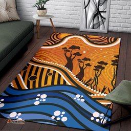 Aboriginal Area Rug Boab Tree Dot Painting Art Vero2