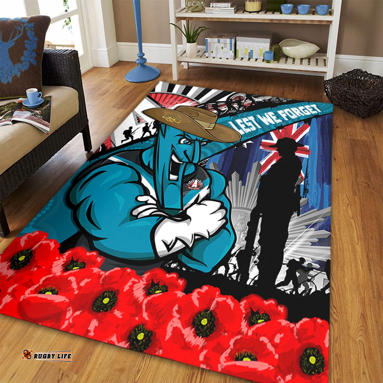 Amazing Aussie Port Adelaide Anzac Day Honor United In Spirit Area Rug