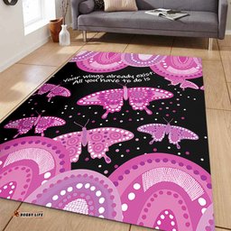 Australia Animals Aboriginal Area Rug - Your Wings Already Exist Aboriginal Pink Butterflies Art Inspired Area Rug