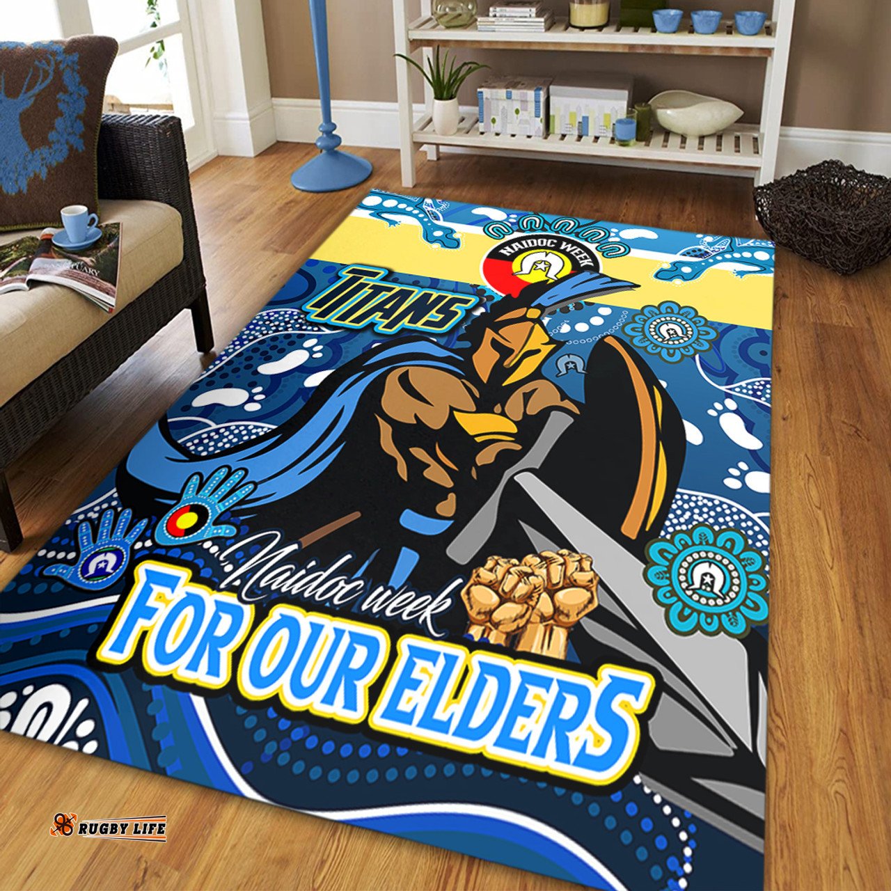 Amazing Aussie Gold Coast Titans Naidoc Week Custom For Our Elders Home Jersey Area Rug