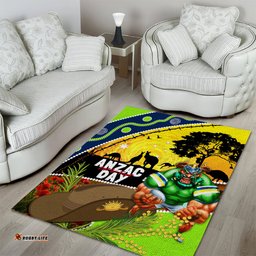 Raiders Rugby ANZAC Day Area Rug Green Machine Mascot Rosemary Starry Night
