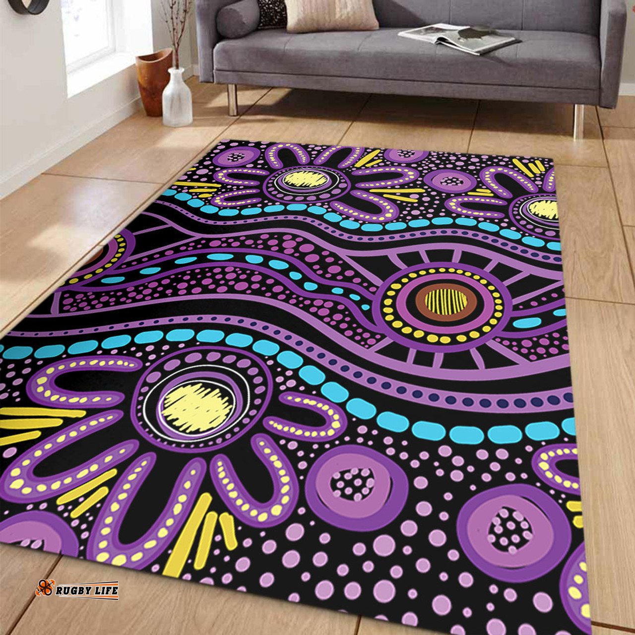 Australia Aboriginal Area Rug - Purple Dot In Aboriginal Style Area Rug
