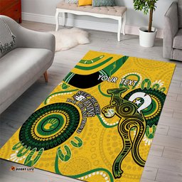 Custom Matildas NAIDOC Week Area Rug Australia Kangaroo Keep The Fire Burning Yellow