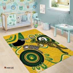 Custom Matildas NAIDOC Week Area Rug Australia Kangaroo Keep The Fire Burning Yellow