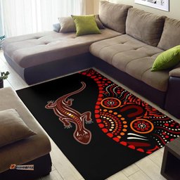 Australia Aboriginal Inspired Custom Area Rug - Aboriginal Inspired Lizard With Dot Painting Pattern