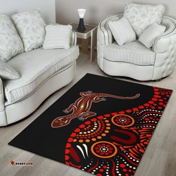 Australia Aboriginal Inspired Custom Area Rug - Aboriginal Inspired Lizard With Dot Painting Pattern