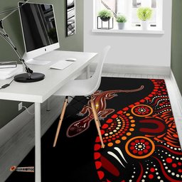 Australia Aboriginal Inspired Custom Area Rug - Aboriginal Inspired Lizard With Dot Painting Pattern