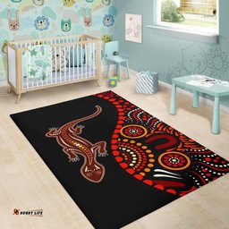 Australia Aboriginal Inspired Custom Area Rug - Aboriginal Inspired Lizard With Dot Painting Pattern
