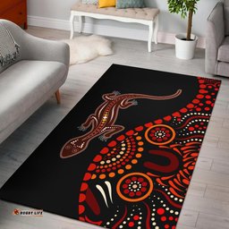 Australia Aboriginal Inspired Custom Area Rug - Aboriginal Inspired Lizard With Dot Painting Pattern