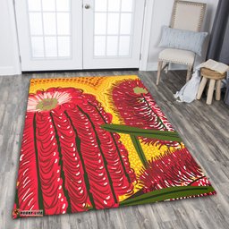 Australia Aboriginal Area Rug - Aboriginal Dot Art Of Australian Native Banksia Flower Area Rug