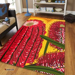 Australia Aboriginal Area Rug - Aboriginal Dot Art Of Australian Native Banksia Flower Area Rug