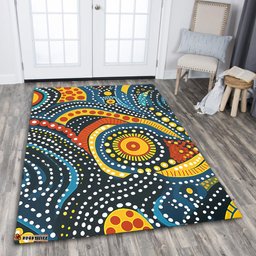 Australia Aboriginal Area Rug - Traditional Australian Aboriginal Native Design (Black) Ver 6 Area Rug