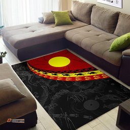Australia Aboriginal Inspired Area Rug - Indigenous Flag Circle Dot Painting