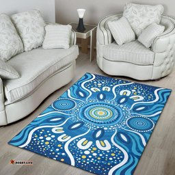 Australia Aboriginal Area Rug - Indigenous Dot Art Painting Blue Patterns