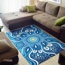 Australia Aboriginal Area Rug - Indigenous Dot Art Painting Blue Patterns