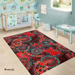 Australia Rug - Aboriginal Inspired Animal & Dot Acrylic Paint