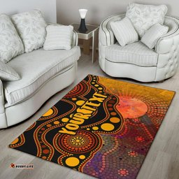 [Custom] Australia Aboriginal Inspired Area Rug - Australia Indigenous Flag Circle Dot Painting Art (Golden)