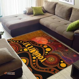 [Custom] Australia Aboriginal Inspired Area Rug - Australia Indigenous Flag Circle Dot Painting Art (Golden)