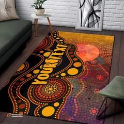 [Custom] Australia Aboriginal Inspired Area Rug - Australia Indigenous Flag Circle Dot Painting Art (Golden)