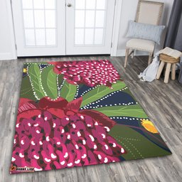 Australia Flowers Aboriginal Area Rug - Australian Waratah Flower Art Area Rug