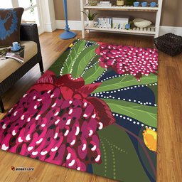 Australia Flowers Aboriginal Area Rug - Australian Waratah Flower Art Area Rug