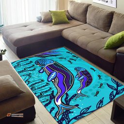 Australia Aboriginal Inspired Area Rug - Mother and baby dugong Aboriginal Inspired art